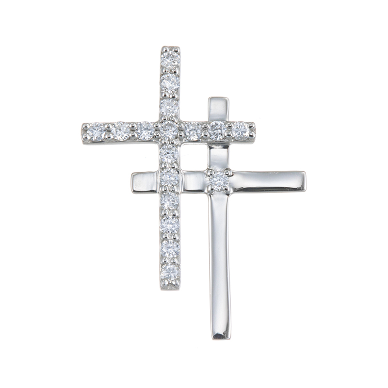 純プラチナ ダイヤモンド ダブルクロス ペンダントトップ D 約0.10ct 
