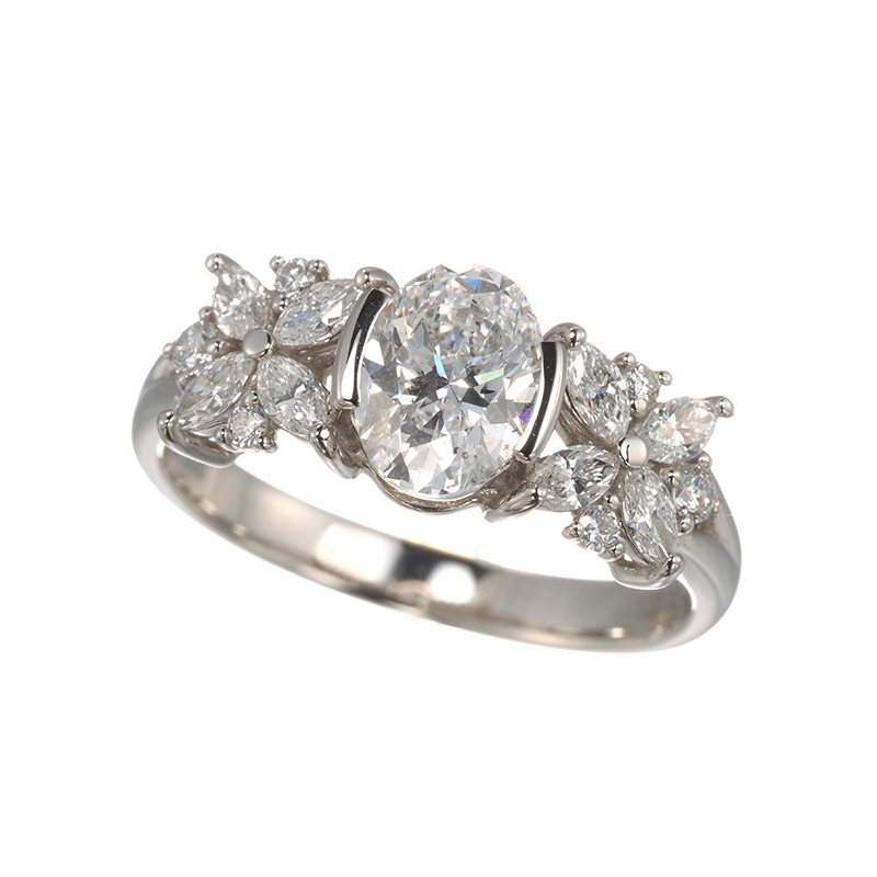 PT950Dカラーダイヤモンド&ダイヤElenaリングD約1.00ct(D SI2)D約0.45ct