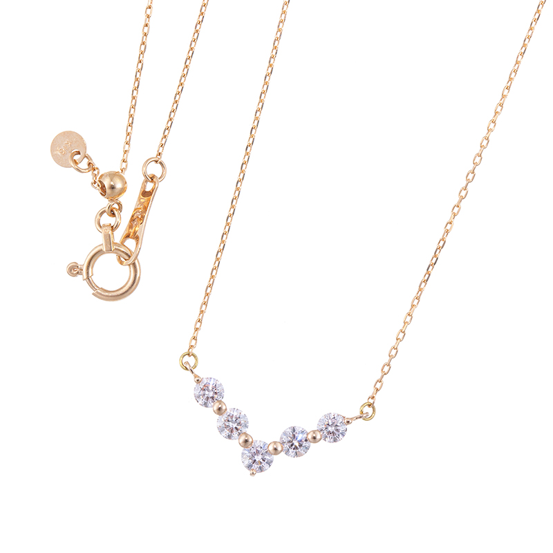 K18PG ピンクダイヤモンド Vライン ネックレス PD 約0.30ct 