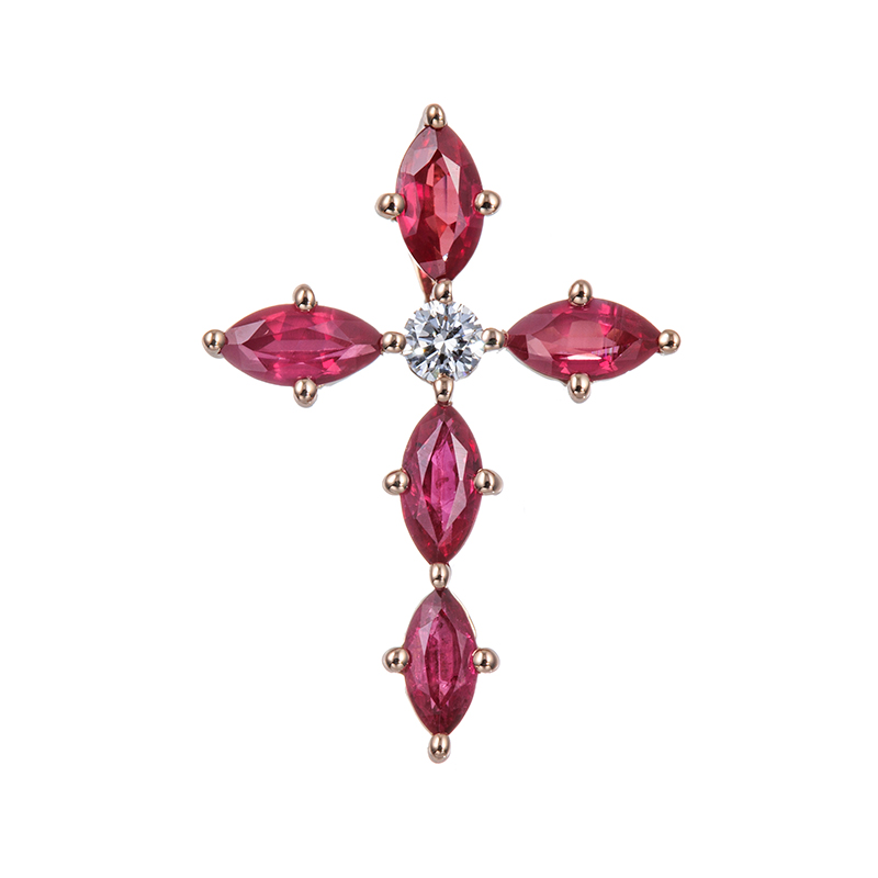K18PG ルビー ダイヤ ペンダントトップ RB 約0.40ct D 約0.02ct 