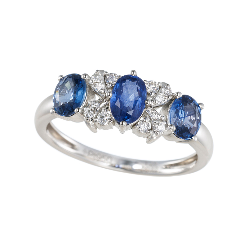 PT950 ライトブルーサファイア ダイヤ リング SA 約1.25ct D 約0.10ct 