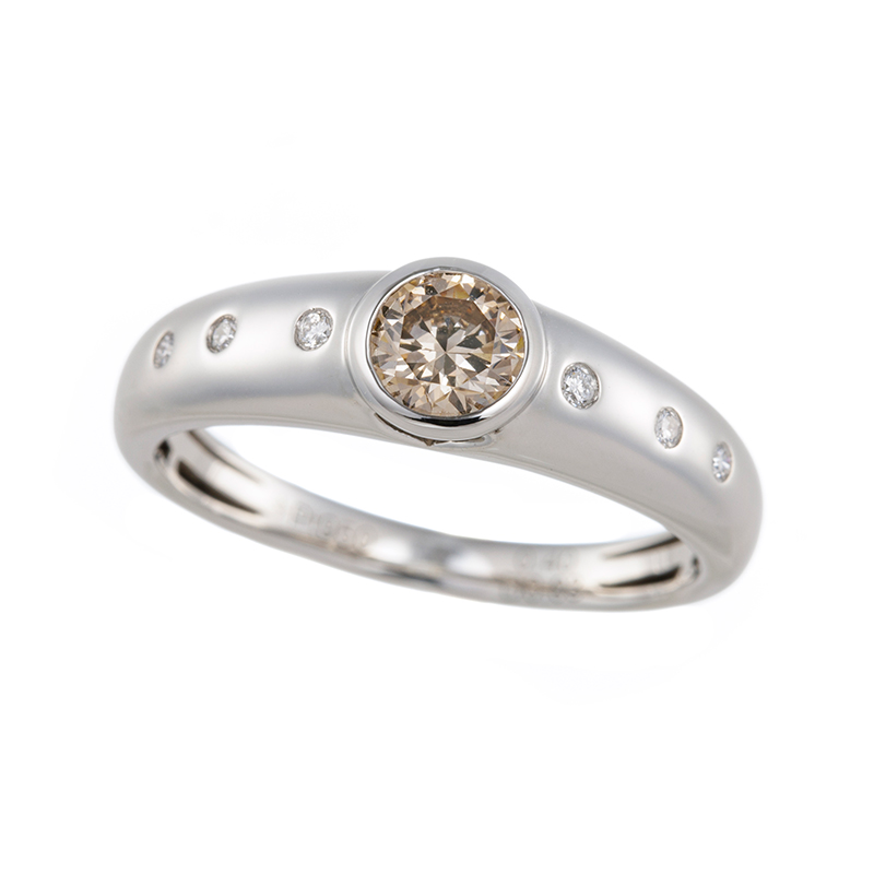 PT950 ブラウンダイヤモンド & ダイヤ リング BRD 約0.40ct D 約0.03ct