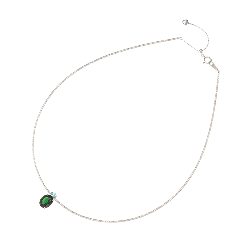 PT950 クロムトルマリン ブラジル産パライバトルマリン ダイヤ ネックレス