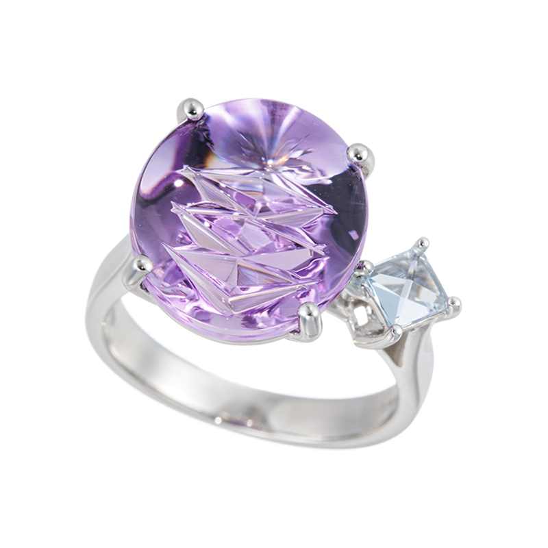 PT950フィリップ・ムンシュタイナーアメシスト アクアマリンリング