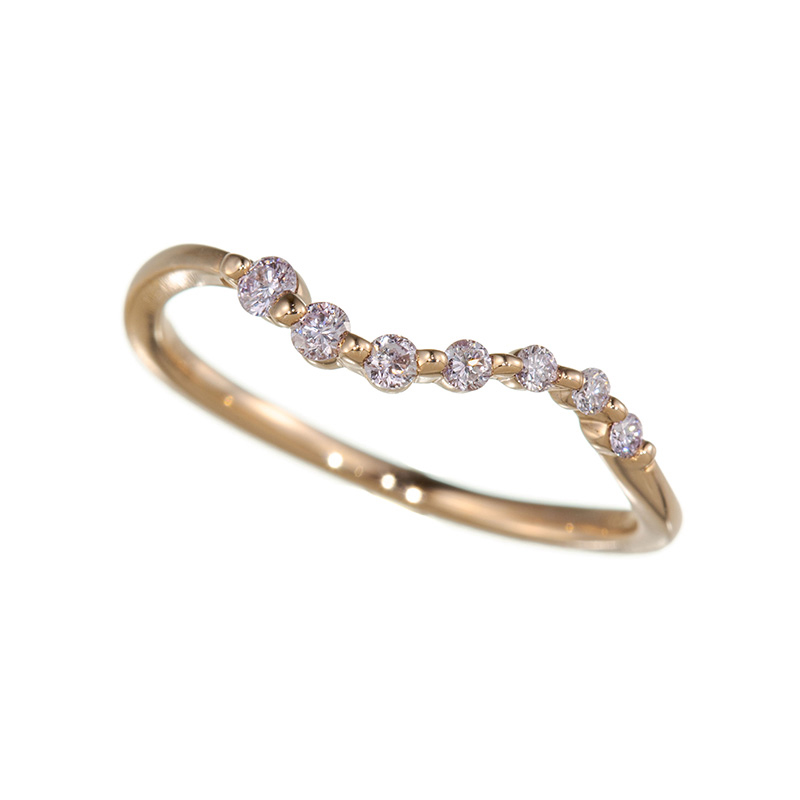 K18PG ピンクダイヤモンド ジャーニー リング PD 約0.15ct 