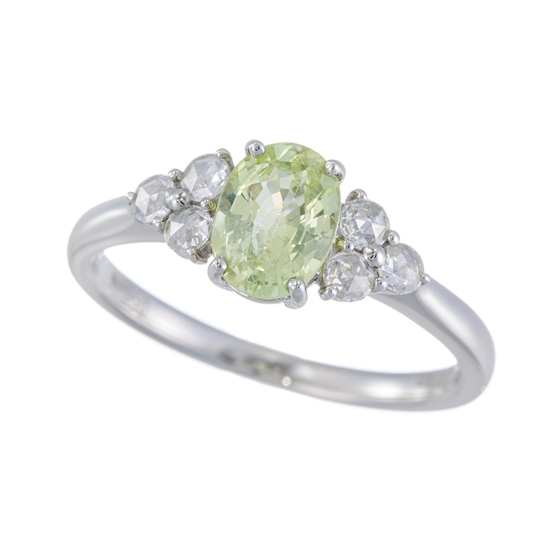 PT950 クリソベリル ダイヤ リング CB 約1.00ct D 約0.13ct