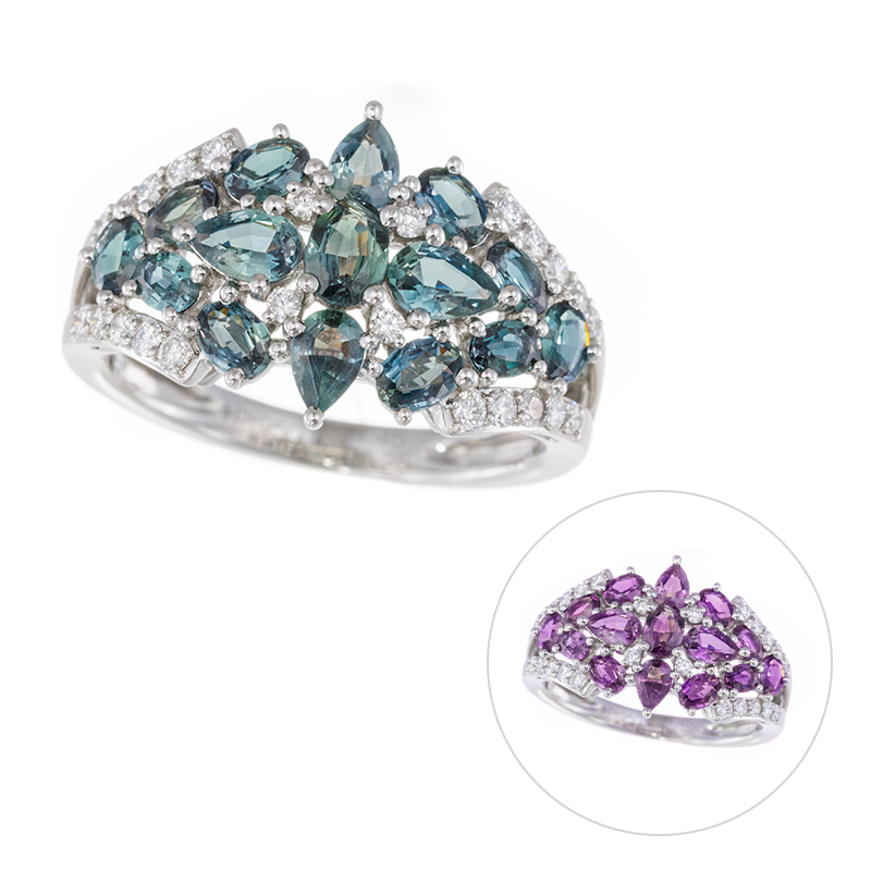 PT950ブラジル産アレキサンドライトダイヤElenaリングAL約1.45ctD約0.25ct