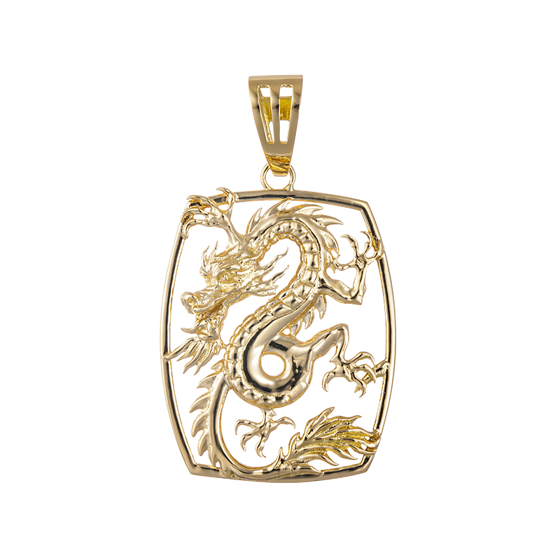 GSTV K18YG バレルフレームドラゴン ペンダントトップ 約4.1g 