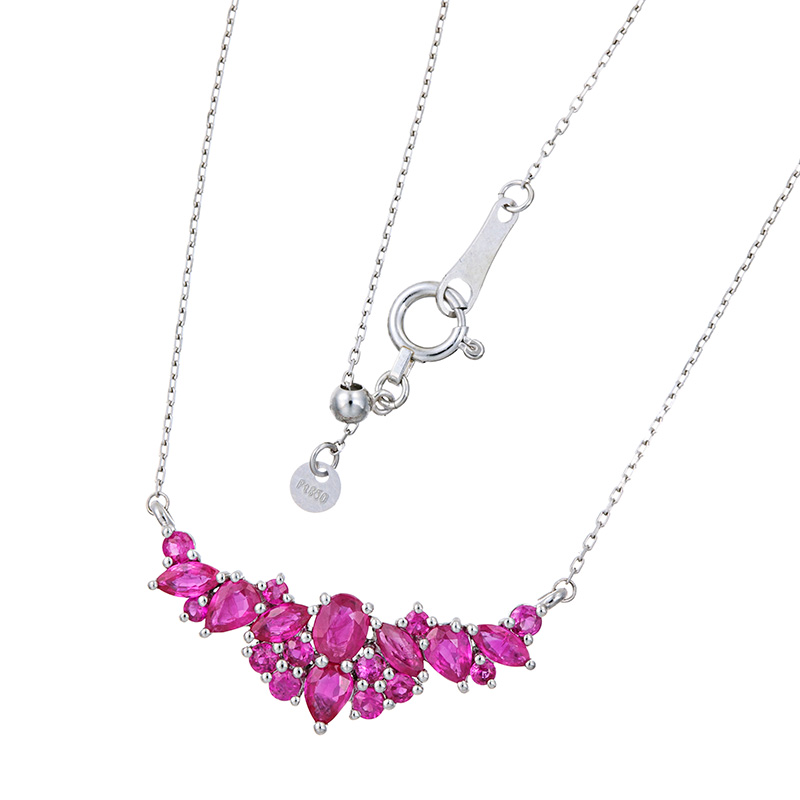 PT950/PT850 ルビー フローレット ネックレス RB 約1.10ct
