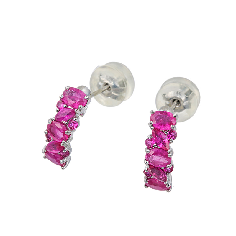 PT950 ルビー フローレット ピアス RB 約1.40ct 