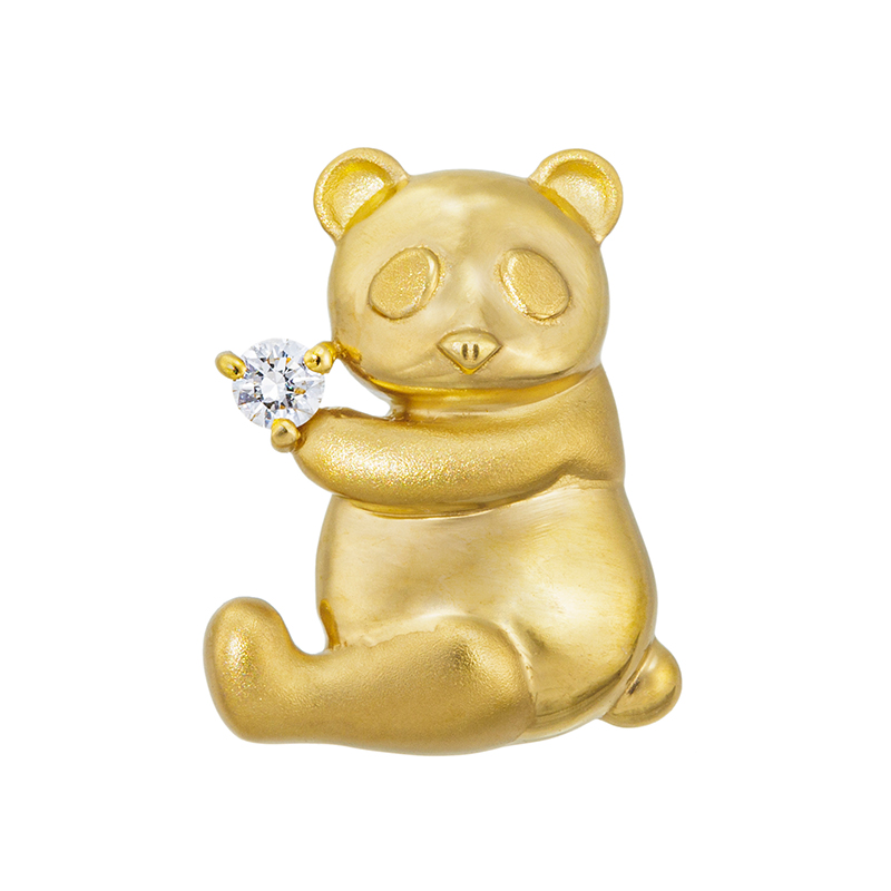 GSTV 純金 ダイヤモンド Lucky Panda ペンダントトップ D 約0.03ct