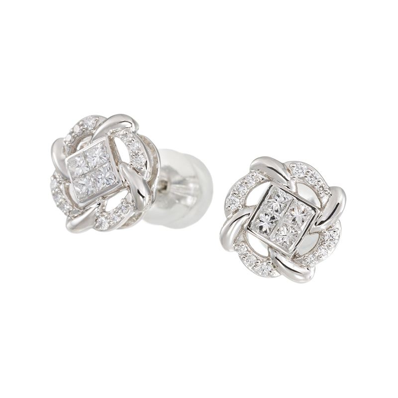 PT950 ダイヤモンド Joli ミステリーセッティング ピアス D 約0.40ct