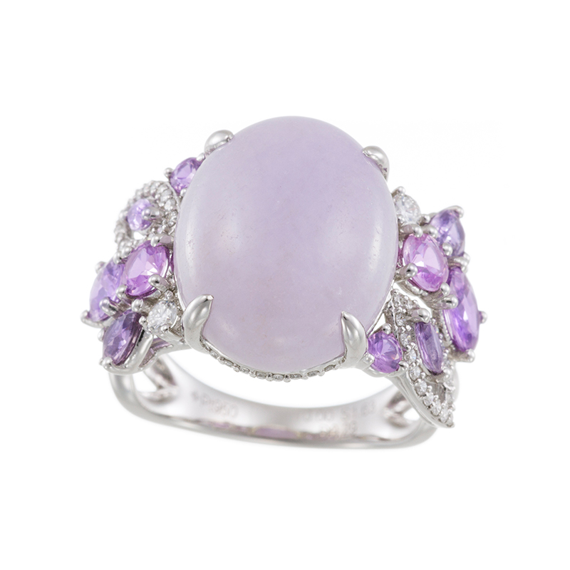 PT950 ラベンダーヒスイ パープルサファイア ダイヤ Elena リング J 10.00ct P