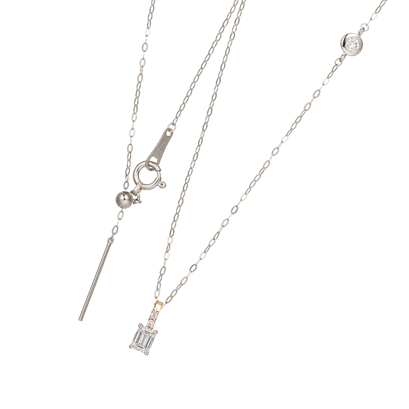 PT950/K18PGDカラーダイヤモンド&ピンクダイヤ&ダイヤネックレス(DSI1)