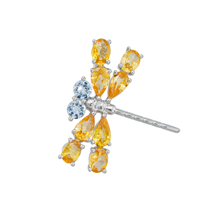 PT950マンダリンガーネットアクアマリントンボペンダントトップGA約1.45ctAQ約0.15ct