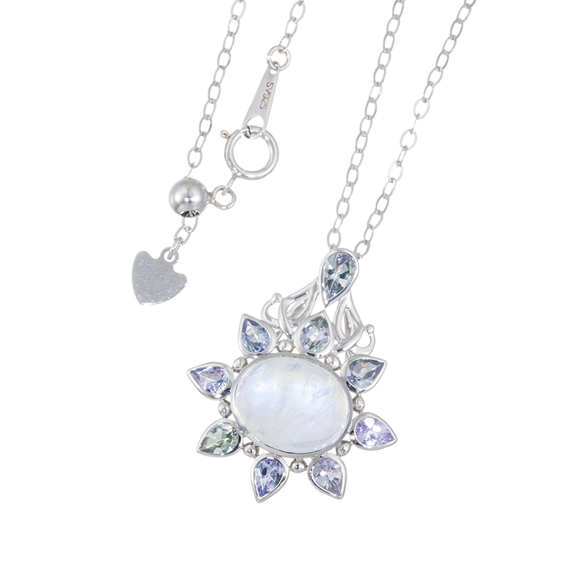 GSTV パラジウムシルバー950 レインボームーンストーン ゾイサイト  