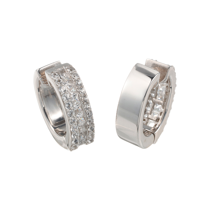 パラジウムシルバー950天然ホワイトジルコ ClassicHoopピアリング ZI 約2.00ct 