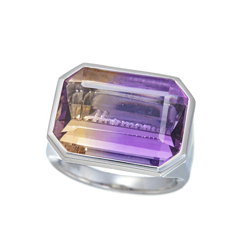 パラジウムシルバー950 アメトリン リング AME 約13.00ct