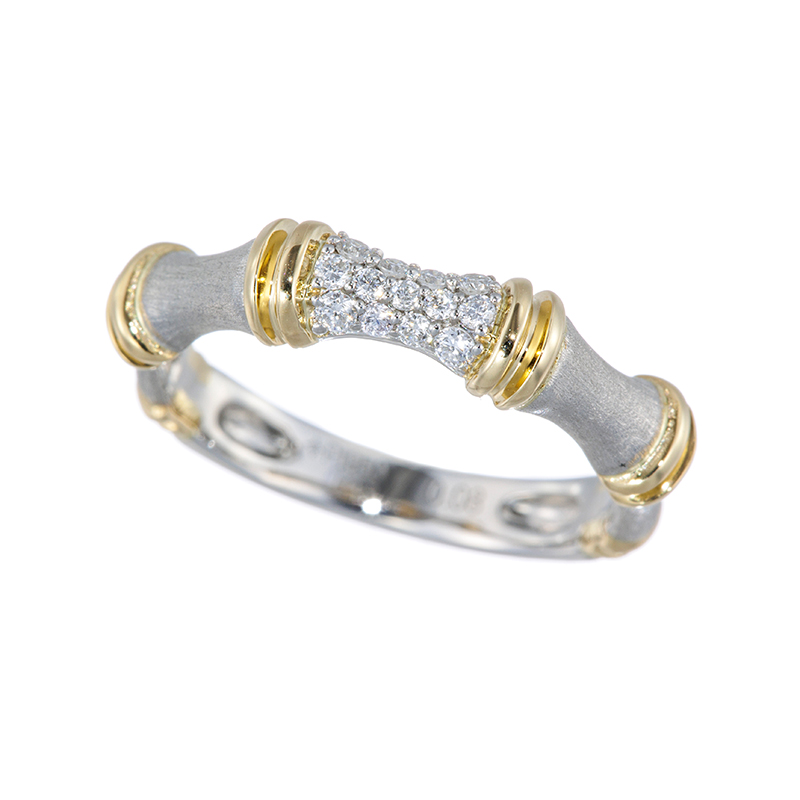 PT950/K18YG ダイヤモンド バンブー ピンキーリング D 約0.08ct