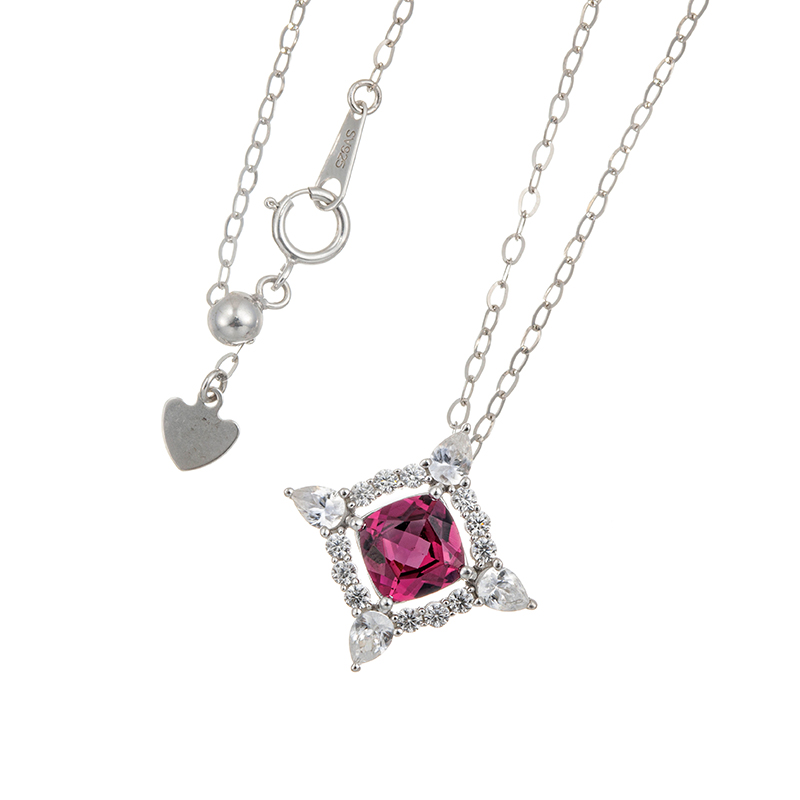 K18WG ルビー-1.00ct&ダイヤ ミステリーセット ペンダントネックレス やす