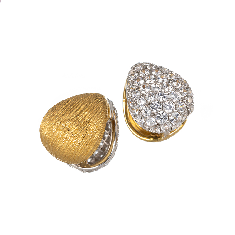 パラジウムシルバー950 天然ホワイトジルコン Mia ピアリング ZI 約3.20ct 