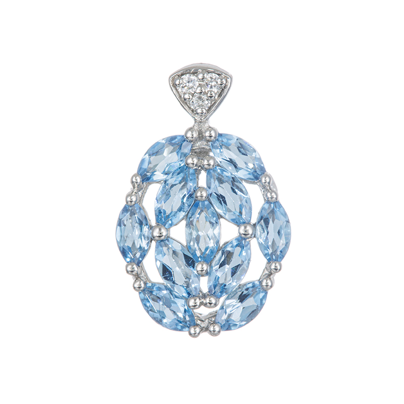 PT950 サンタマリアアフリカーナアクアマリン ダイヤ ブルーローズのつぼみ ペンダントトップ