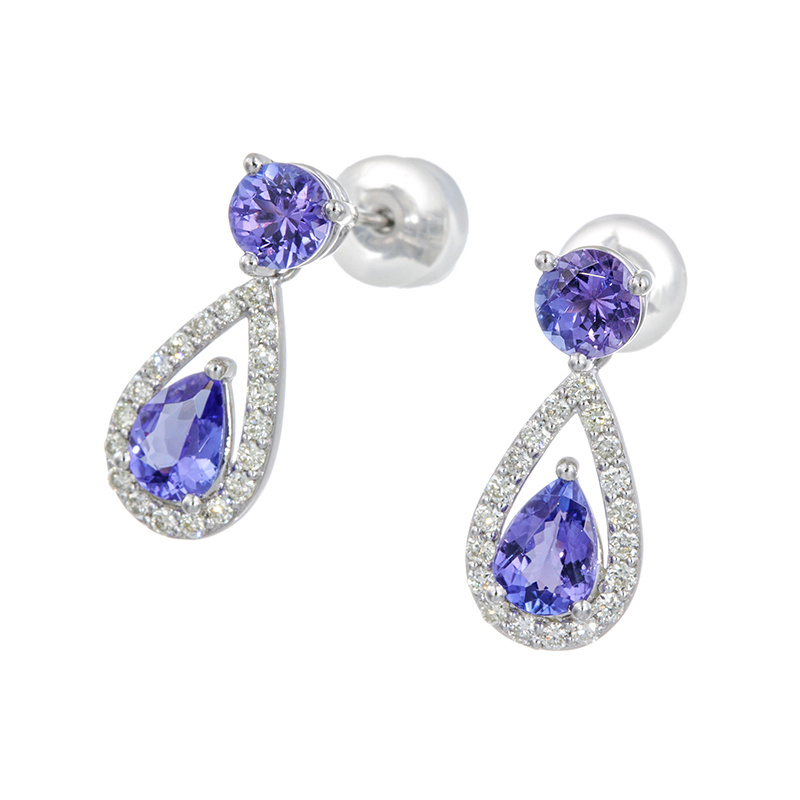 PT950タンザナイトダイヤElenaピアス TA約2.00ctD約0.38ct