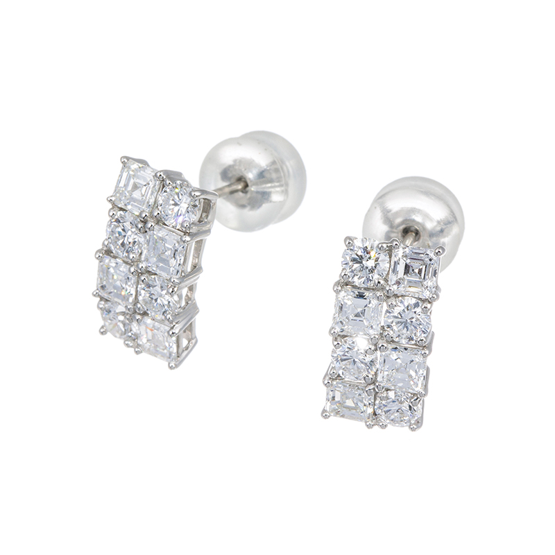 EverDiaPT990アッシャーカットダイヤ&H&Cダイヤ(リリーカット)ピアス