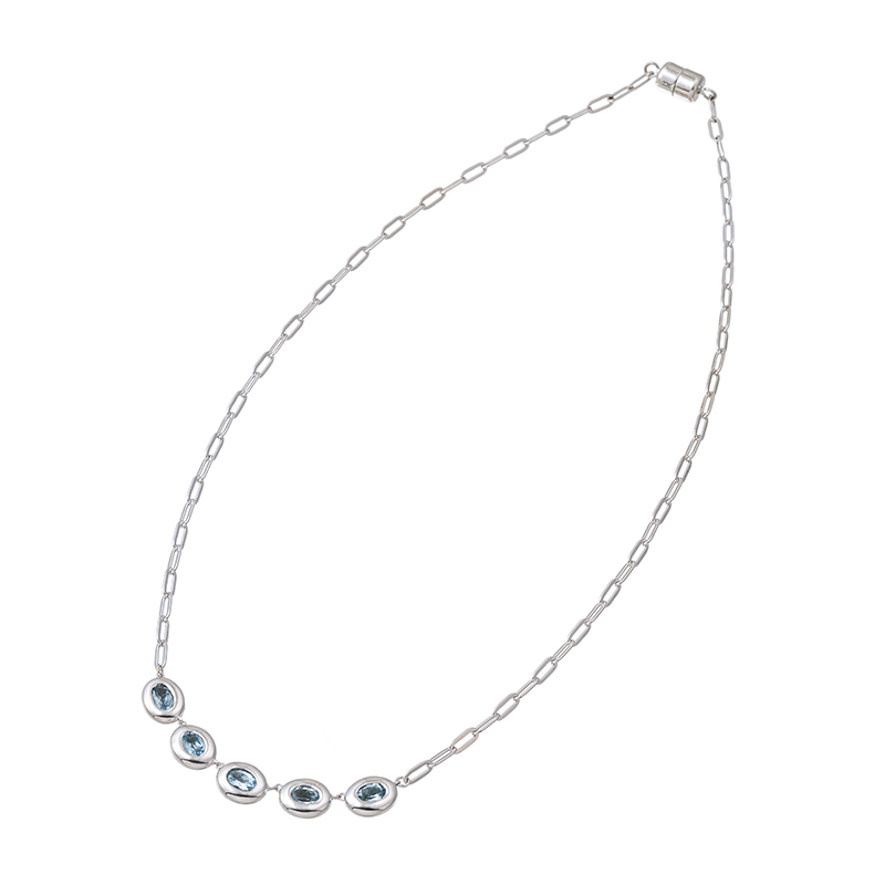 パラジウムシルバー950 スカイブルートパーズ ネックレス TO 約2.20ct 