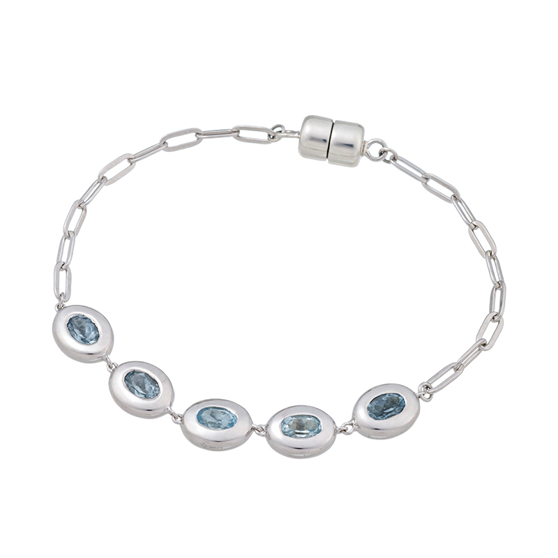 パラジウムシルバー950 スカイブルートパーズ ブレスレット TO 約2.20ct 