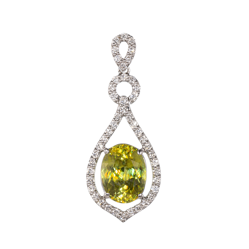 GSTV K18WG スフェーン ダイヤ ペンダントトップ SH 2.02ct D 0.26ct
