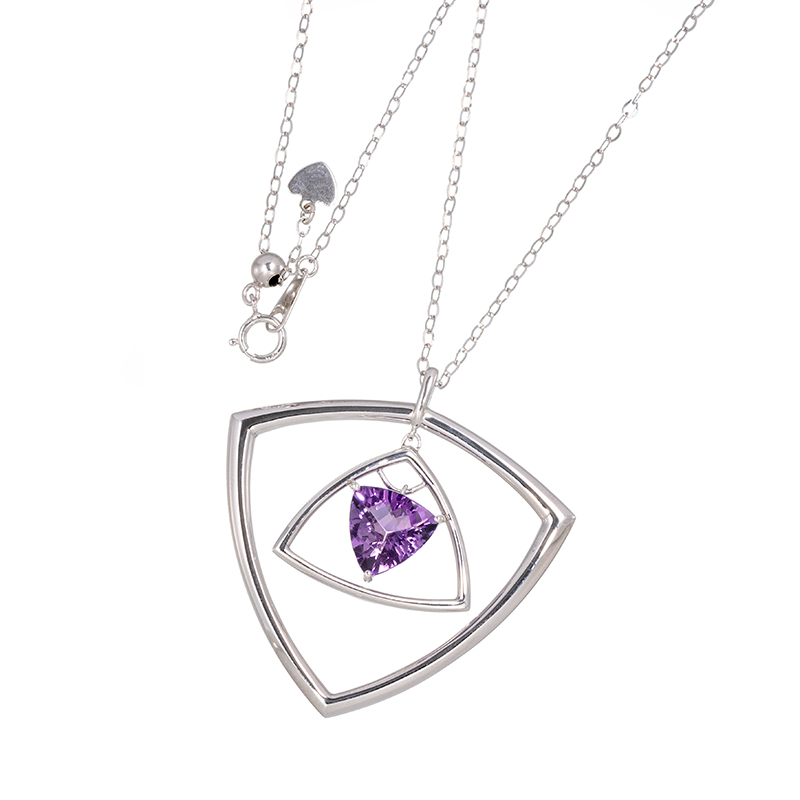 パラジウムシルバー950 トリリアント アメシスト ネックレス AM 約2.00ct