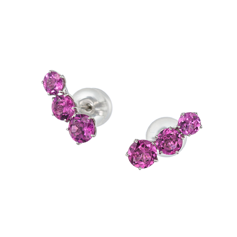 PT950 グレープガーネット フラワーシャトン ピアス GA 約1.80ct 
