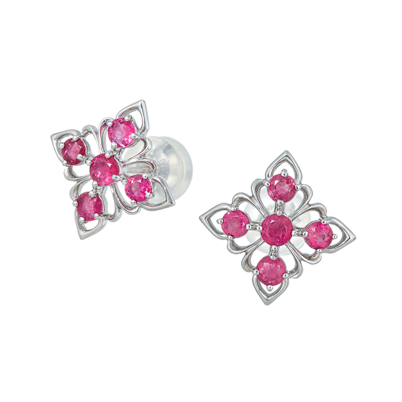 PT990 レッドベリル Elena ピアス 