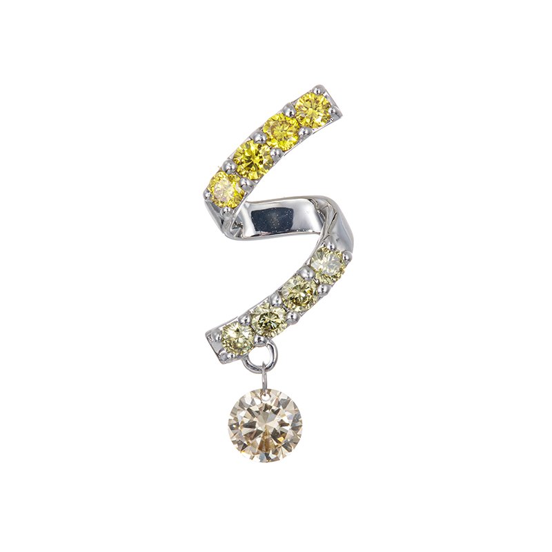 PT950 ブラウンダイヤ&ファンシーイエローダイヤ&グリーンイエローダイヤ Aura ペンダント