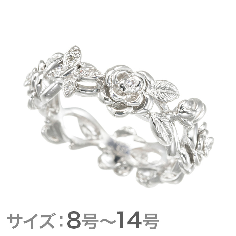 純プラチナ ダイヤモンド ローズガーデン フルエタニティーリング D 約0.07ct ＃8～14