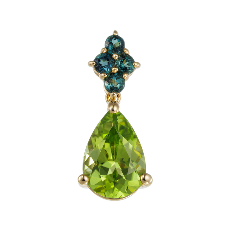K18YG ペリドット ブルートルマリン ペンダントトップ PE 約1.00ct T 約0.13ct