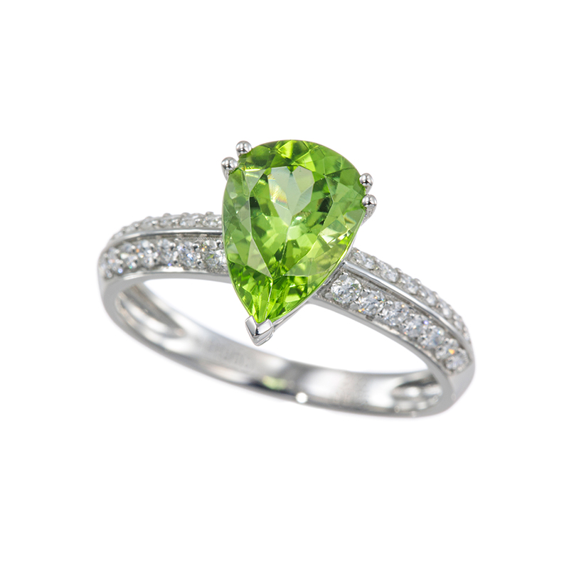 PT950 パキスタン産ペリドット ダイヤ リング PE 約2.00ct D 約0.25ct 