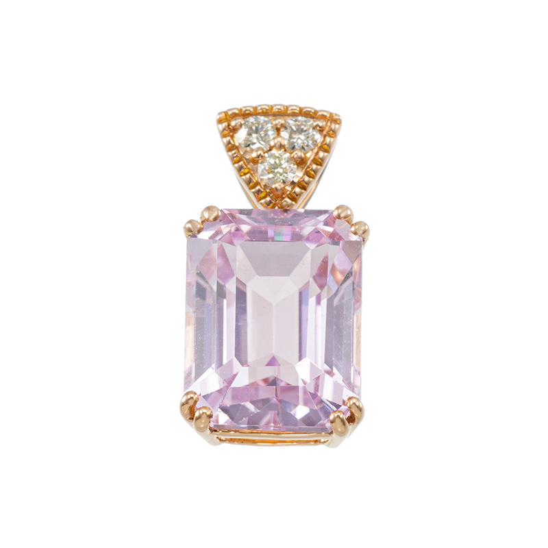 K18PG クンツァイト ダイヤ ピュルテ ペンダントトップ KU 約3.00ct D約0.04ct