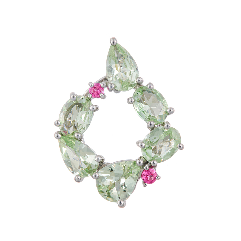 PT950 メレラニミントガーネット ピンクスピネル ミックスシェイプ ペンダントトップ