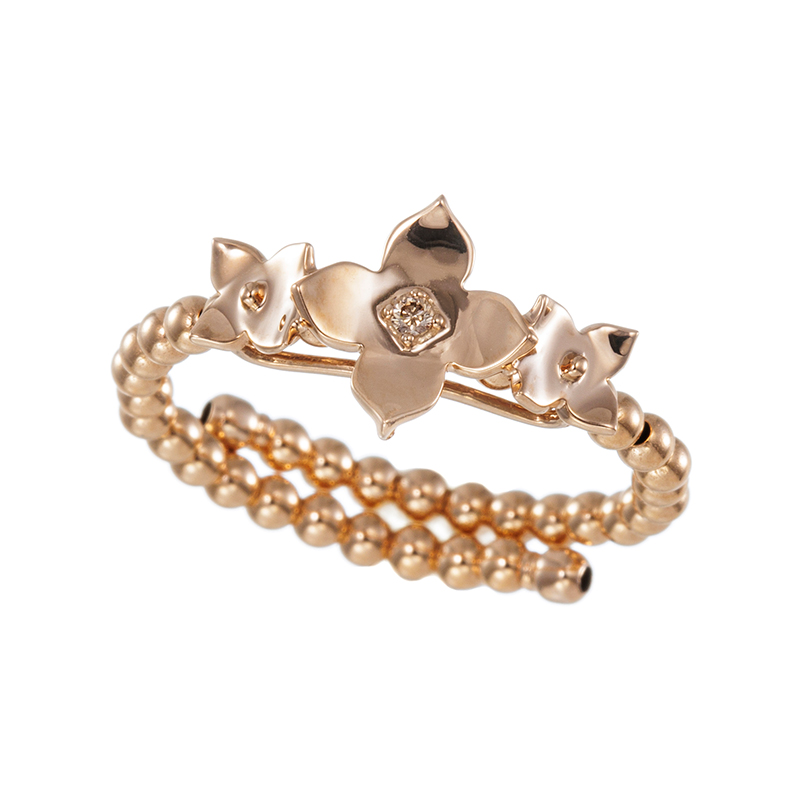 K18PG ブラウンダイヤモンド ピンクライラック フリーリング BRD 約0.01ct