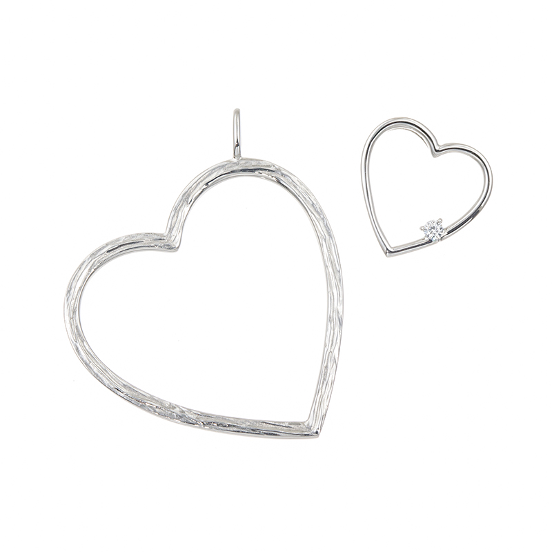 PT950 ダイヤモンド オープンハート ペンダントトップ 2点セット D 約0.03ct