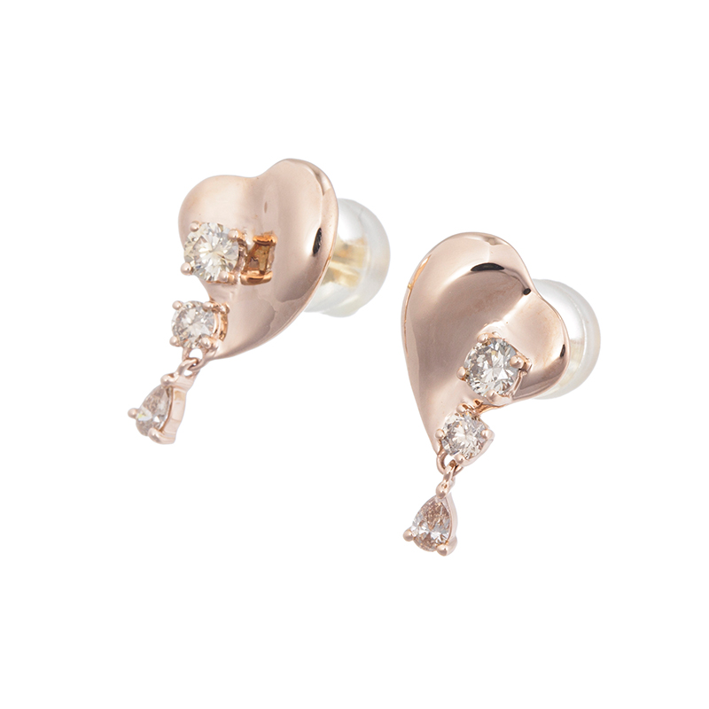 K18PG ブラウンダイヤモンド ペタル ピアス BRD 約0.40ct
