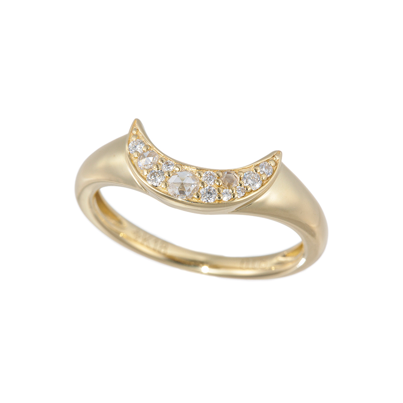 K18YG ローズカットダイヤモンド＆ダイヤ ピンキーリングD約0.03ct D約0.05ct