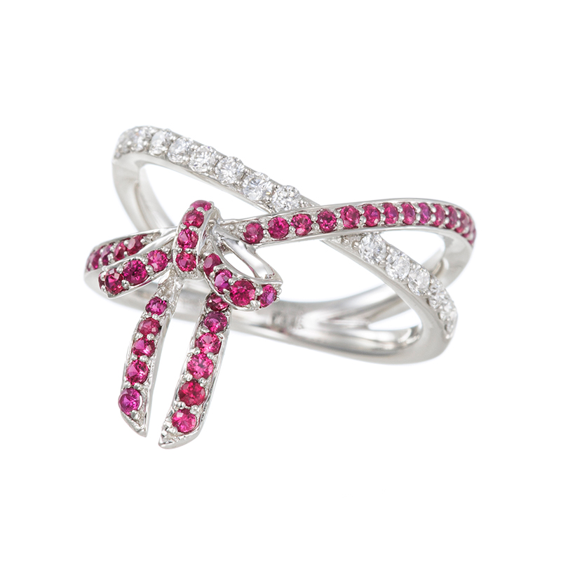 PT950 ルビー ダイヤ ピンキーリング RB 約0.25ct D 約0.15ct 