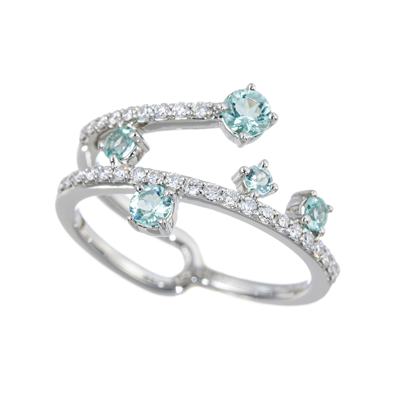 PT950 ヴィヴィッドシーブルーベリル ダイヤ リング BE 約0.35ct D 約0.20ct 