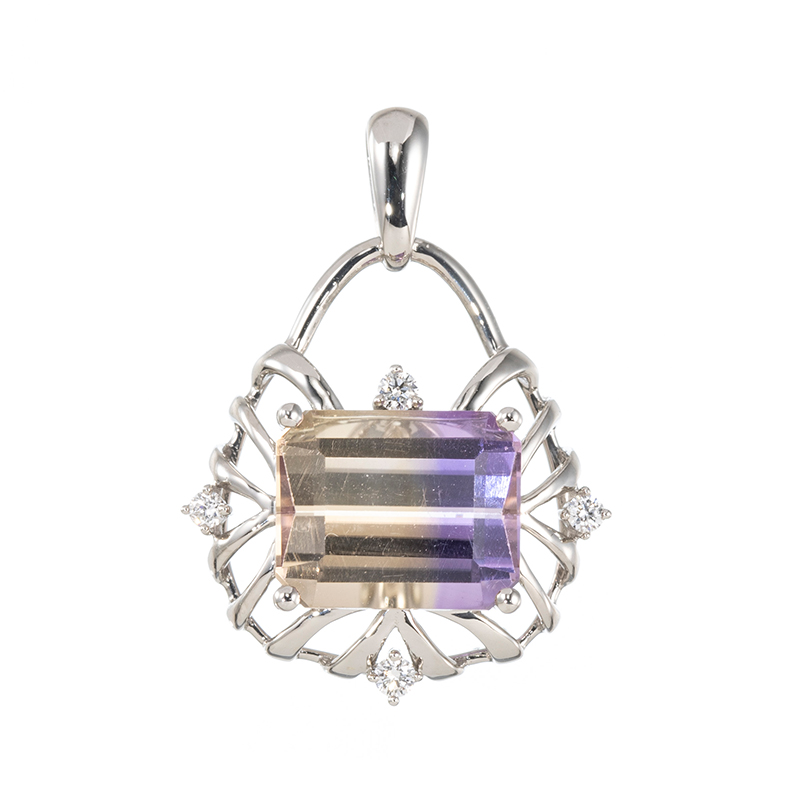 PT950 アメトリン ダイヤ ペンダントトップ AME 約3.00ct D 約0.05ct 