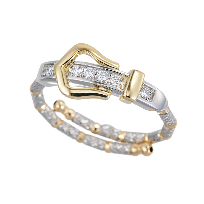 PT950/K18YG ダイヤモンド ベルト フリーリング D 約0.08ct ＃12-＃22