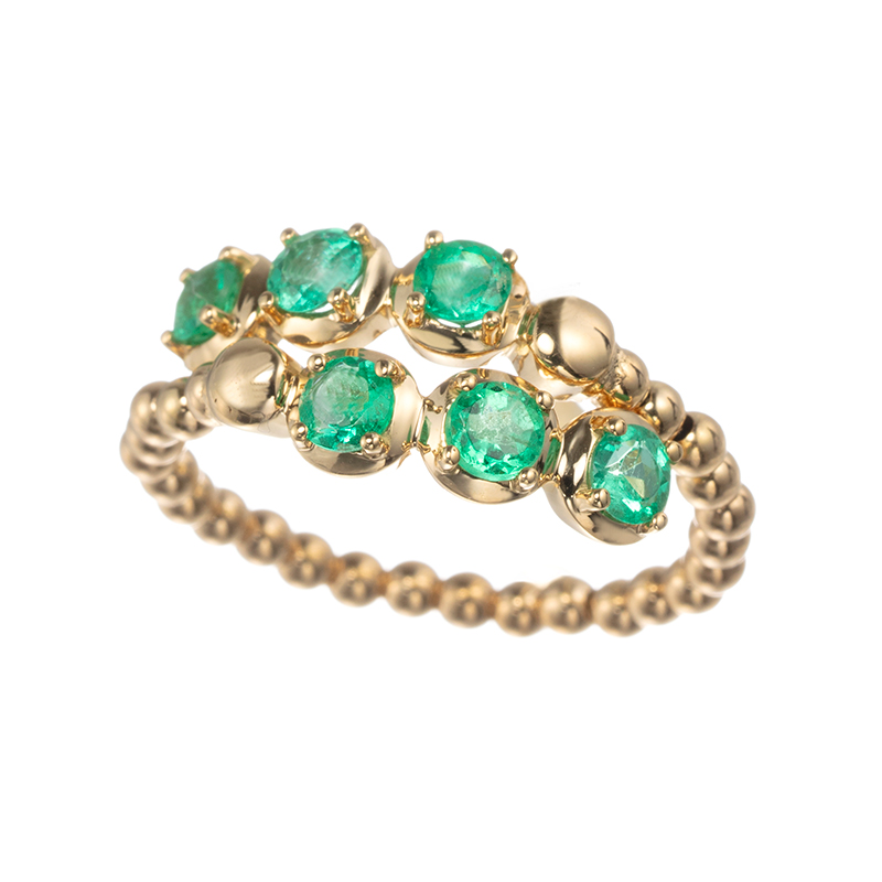 K18YG コロンビア産エメラルド フレックスリング EM 約0.40ct 8～13号