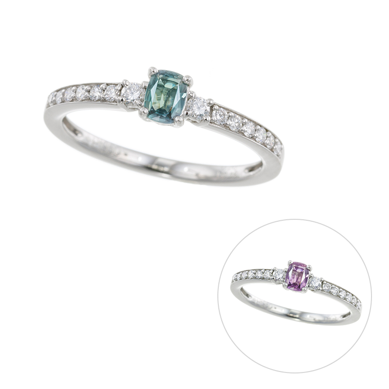 PT950 ブラジル産アレキサンドライト ダイヤ リング AL 約0.20ct D 約0.15ct